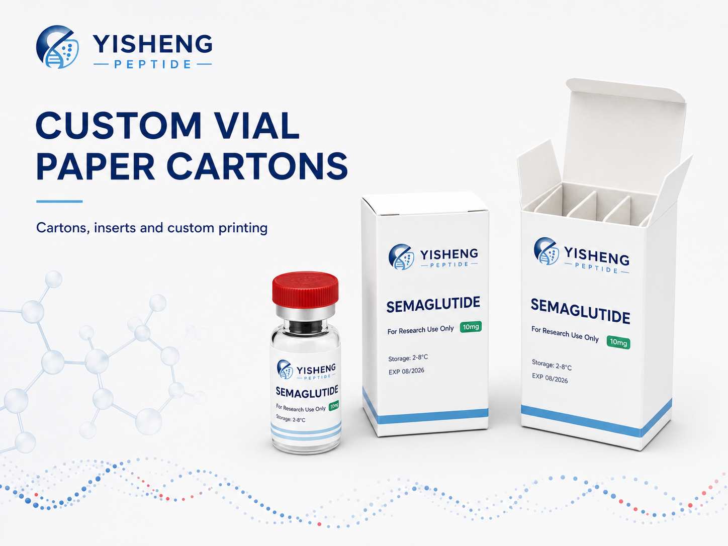 Yisheng Peptide vial paper cartons service artwork