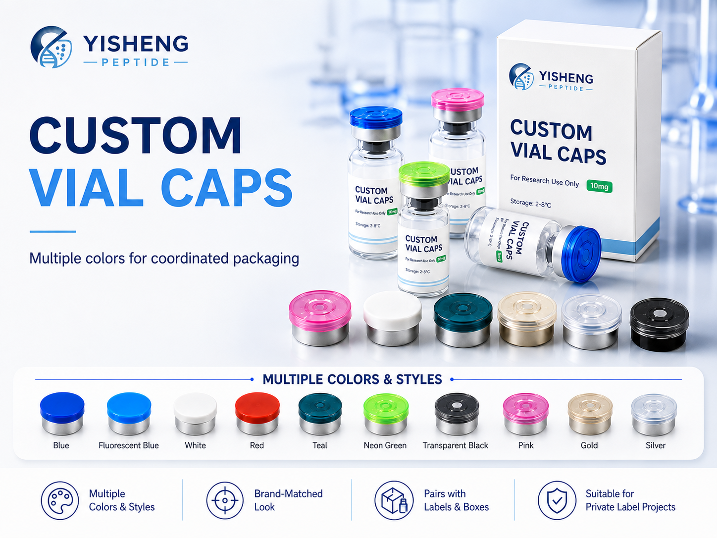 Yisheng Peptide custom vial cap support