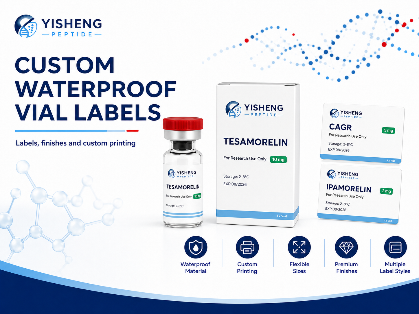 Yisheng Peptide labels and packaging support